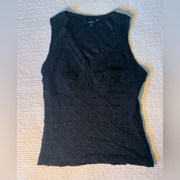 Black Lace V-Neck Tank - Picture 1 of 4